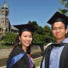 Siblings Maggie and Raymond Chan prepare to graduate from the University of Otago today. Photo by...