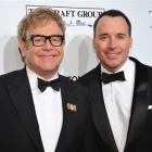 Sir Elton John, left, and husband David Furnish attend the Ninth Annual Elton John AIDS...