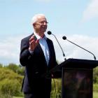 Sir George Fistonich makes a speech during Villa Maria's 50th anniversary celebrations at the...