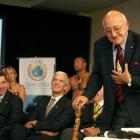 Sir Tipene O'Regan gives a formal Maori welcome to members of the Oceania National Olympic...