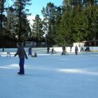 Skaters enjoy the free skating on the Maniototo Ice Rink at Naseby during the ice festival on...
