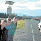 Slow down! Tarras School pupils (from left) Arthur Chapman-Cohen (10), Francesca Hayman (11),...