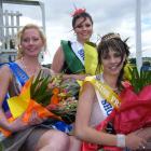 Show queen Ashleigh Calder (18) of Balclutha (right), with April Dennis, of Dunedin (19, left),...