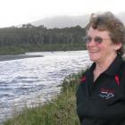 South Westland whitebait buyer Barbara McAlpine (67) beside her beloved Waita River. Photo by...