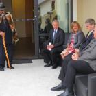 Southern Institute of Technology (SIT) kaumatua Riki Cherrington addresses (from left) SIT...