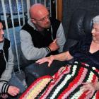 Southern Showdown contenders Suzanne Edington and  Grant Williams meet patient Edna Layther at...