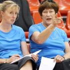 Southern Steel's assistant coach Jo Cunningham, left, and coach Robyn Broughton.