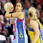 Southern Steel's Paula Griffin looks to pass the ball against the Pulse in the 2011 ANZ...
