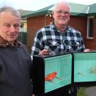 Southland Bird Club publicity officer and bird sales manager Bob Smith (left) and club president...