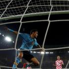 Spain's Jesus Navas celebrates after scoring against Croatia in their Group C Euro 2012 match at...