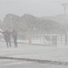 Spray and foam created  blizzard-like conditions at St Clair Beach yesterday.  Photo by Stephen...