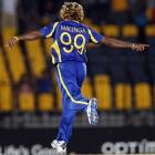 Sri Lanka bowler Lasith Malinga celebrates the dismissal of Australian batsman Michael Hussey...