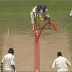 Sri Lankan batsman Malinda Warnapura survives an lbw appeal not once but twice as Indian spinner...