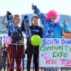 St Clair Girl Guides Ellie Metcalfe (11, left) and Rosebell Auld (9) clown around with Robyn...