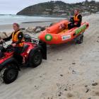 St Clair surf life-savers Carla Laughton and Rhys McAlevey try out the new ramp access from the...