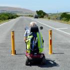 St Kilda  resident and mobility scooter rider Trevor Lawson takes in John Wilson Ocean Dr yesterday.