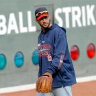 St Louis Cardinals starting pitcher Adam Wainwright during practice. Photo by Reuters.