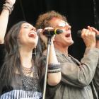 Stephanie Calvert and Mickey Thomas of Starship sang the crowd favourite We Built This City  at...