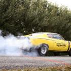 Steve Buttar, of Cromwell, lays some rubber off the line in yesterday's Dalefield sprint. Photo...