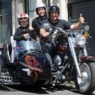 Stopping in Dunedin on their tour of New Zealand on a 1997 Fat Boy Harley-Davidson are the...