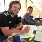 University of Otago law students Sam Ruck (left) and Sam Anastasiou are among those singing the...