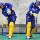 Switch-hitting Otago all-rounder Ian Butler shows his versatility during a training session at...