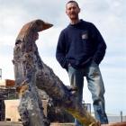 Taieri Mouth fisherman Karl Maley with this week's catch yesterday.  Photo by Stephen Jaquiery.