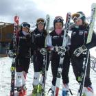 Taking a break from training at Coronet Peak on Friday were members of the Russian women's alpine...