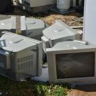 Television sets outside a student flat in North Dunedin. Photo by Gerard O'Brien.