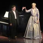 Terence Dennis and Dame Kiri Te Kanawa after a performance at the Dunedin Town Hall during the...
