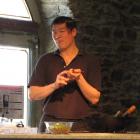 Thai chef Ole Termnuwong  teaches a class how to make chicken green curry fried rice during...