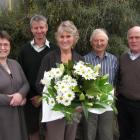 Thanking outgoing Otago Central Rail Trail Trust chairwoman Daphne Hull (centre)  are (from left)...