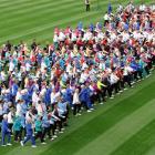 The 78 teams participating in the national leisure marching event at the Forsyth Barr Stadium are...