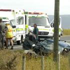 The aftermath of the accident on Thursday at Milburn. Photo by Jane Dawber.