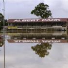 The Albert Park sports ground is completely flooded at Gympie, Australia, after a tsunami-like...