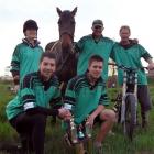 The Alexandra Rugby Club team of (back from left) Janna Mcleod, The Fonz (horse), Tim Lambeth and...