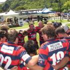 The Arrowtown team prepares to take on the Blues' Blacks. Photo by Matt Stewart.