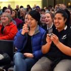 The audience reacts to the All Black antics. Photos by Peter McIntosh.