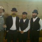 The bearded men before judging at the heritage fashion parade in Cromwell on Saturday night as...