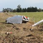 The car involved in a two-vehicle crash near Riversdale yesterday. PHOTO: SANDY EGGLESTON