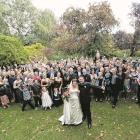 The celebratory gathering of guests at the wedding of Sarah Davie and Petros Nitis at the
...