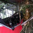 The cockpit of the microlight after the crash. Photos by David Bruce.