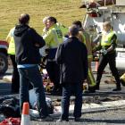 The crash scene on the Southern Motorway. Photo by Peter McIntosh