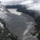 The dammed Young River looking upstream towards the lake formed by the landslip at left. Photo by...