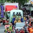 The Dunedin Santa Parade makes its way down George St yesterday. Photo by Craig Baxter.