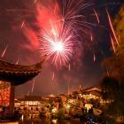 The final flurry of the night’s fireworks display dazzles above the Dunedin Chinese Garden. Photo...