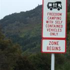 The first sign advising visiting freedom campers of new restrictions in the Queenstown Lakes...