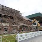 The Forbury Park stewards' stand is being demolished. Photo by Stephen Jaquiery.