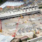 The Forsyth Barr Stadium takes shape beside the Water of Leith. Photo by Stephen Jaquiery.