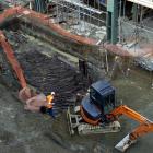 The historic causeway uncovered at the Wall Street development Photo by Gerard O'Brien.
